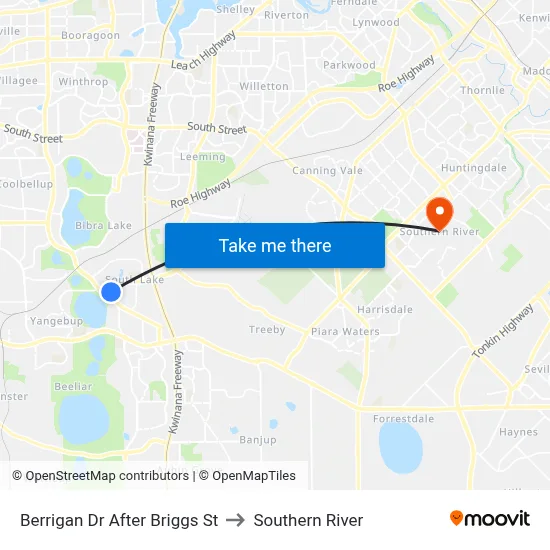 Berrigan Dr After Briggs St to Southern River map