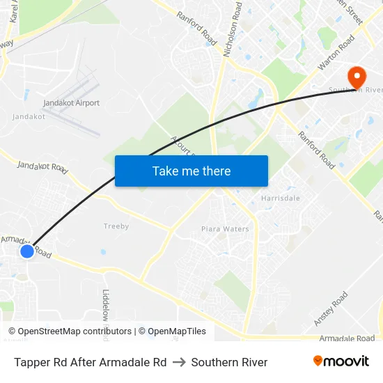 Tapper Rd After Armadale Rd to Southern River map
