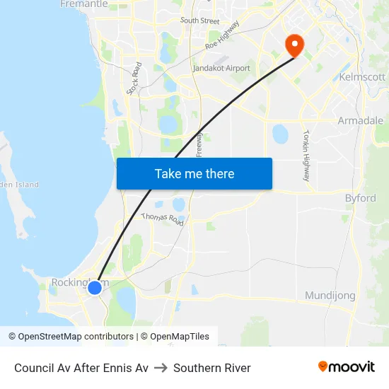 Council Av After Ennis Av to Southern River map