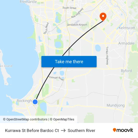 Kurrawa St Before Bardoc Ct to Southern River map