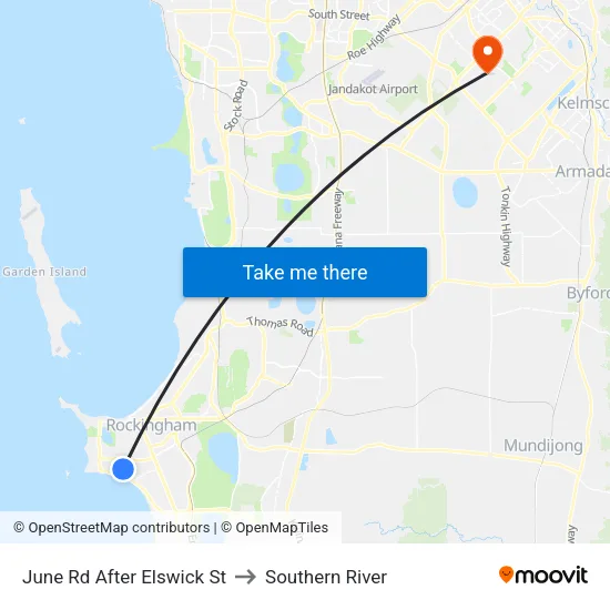 June Rd After Elswick St to Southern River map