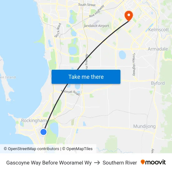Gascoyne Way Before Wooramel Wy to Southern River map