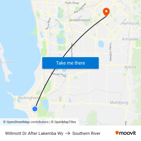 Willmott Dr After Lakemba Wy to Southern River map