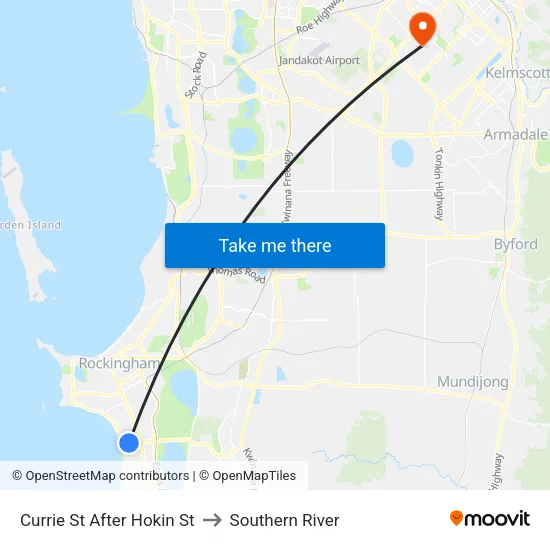 Currie St After Hokin St to Southern River map