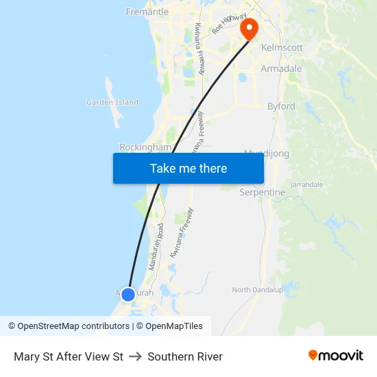 Mary St After View St to Southern River map