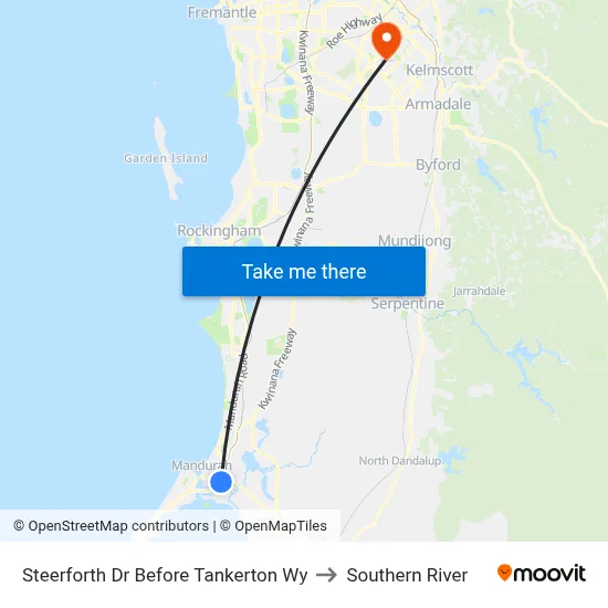 Steerforth Dr Before Tankerton Wy to Southern River map