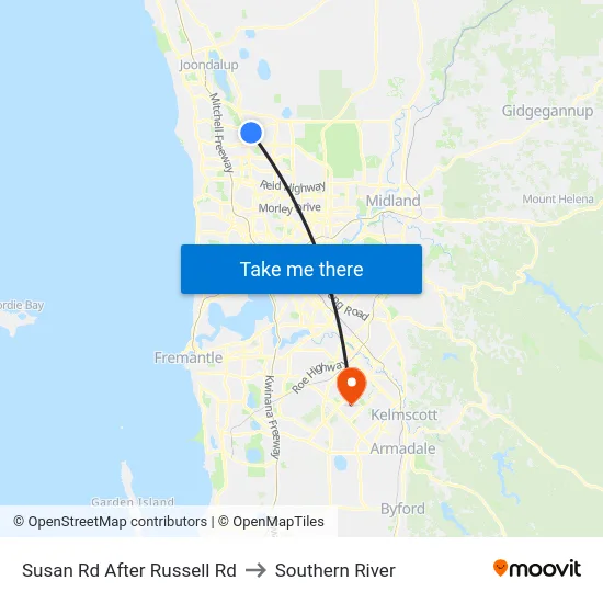 Susan Rd After Russell Rd to Southern River map