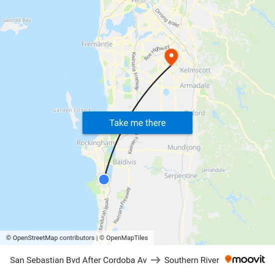 San Sebastian Bvd After Cordoba Av to Southern River map