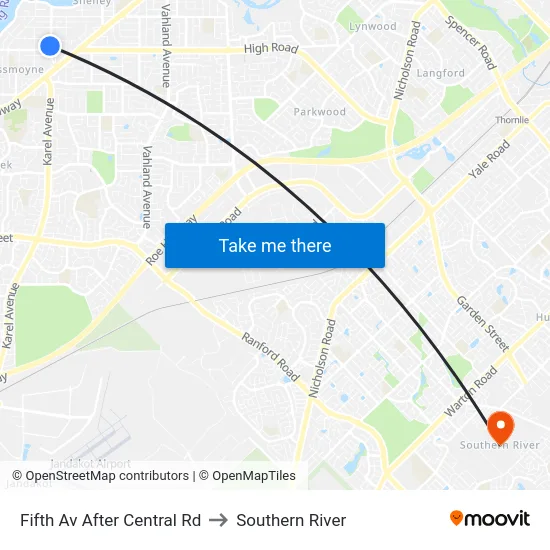 Fifth Av After Central Rd to Southern River map