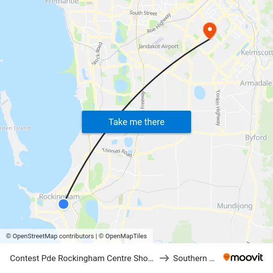 Contest Pde Rockingham Centre Shopping Ctr to Southern River map