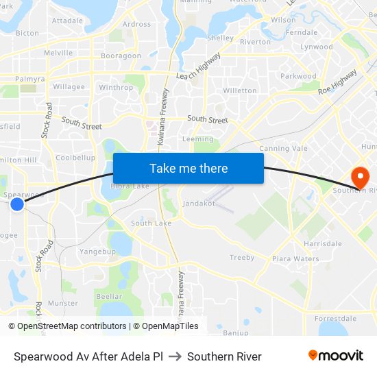 Spearwood Av After Adela Pl to Southern River map