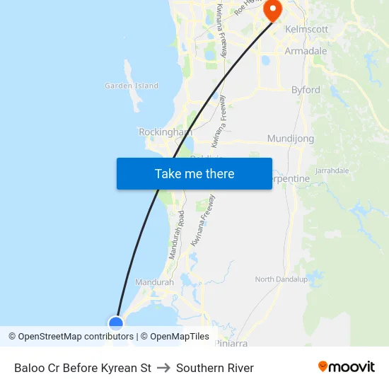 Baloo Cr Before Kyrean St to Southern River map