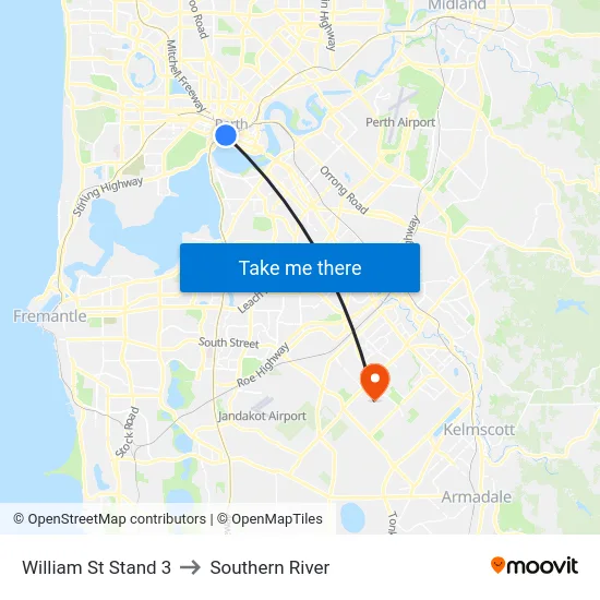 William St Stand 3 to Southern River map