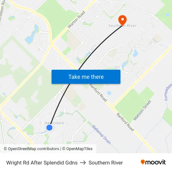 Wright Rd After Splendid Gdns to Southern River map