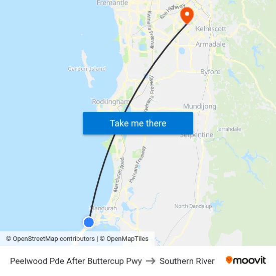 Peelwood Pde After Buttercup Pwy to Southern River map