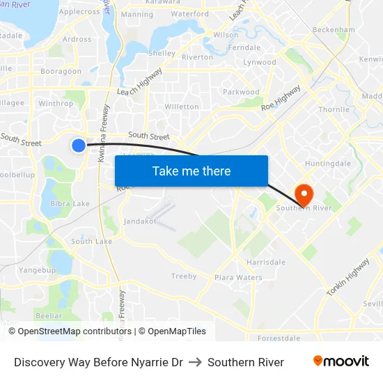 Discovery Way Before Nyarrie Dr to Southern River map