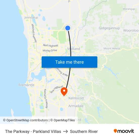 The Parkway   - Parkland Villas to Southern River map