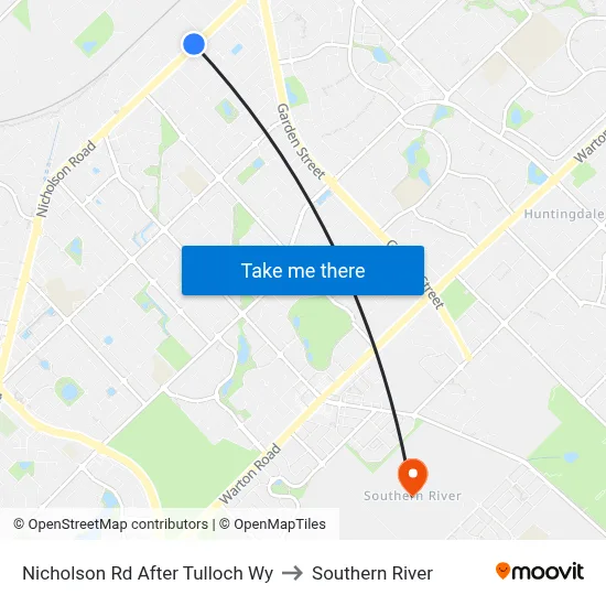 Nicholson Rd After Tulloch Wy to Southern River map