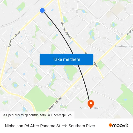 Nicholson Rd After Panama St to Southern River map