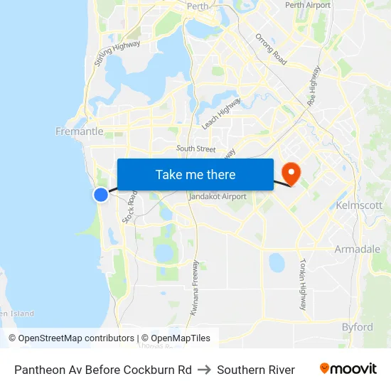 Pantheon Av Before Cockburn Rd to Southern River map