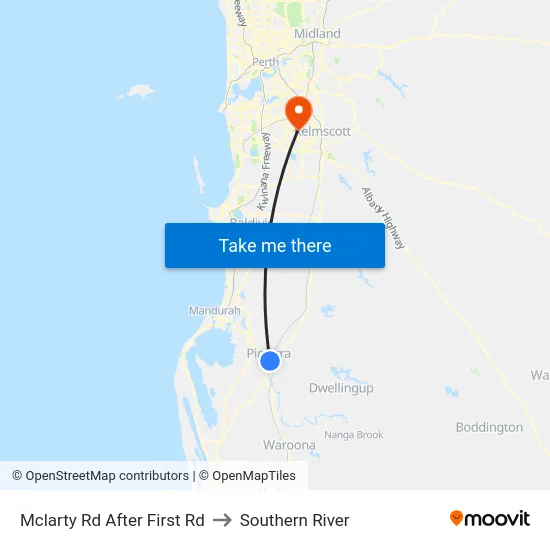Mclarty Rd After First Rd to Southern River map
