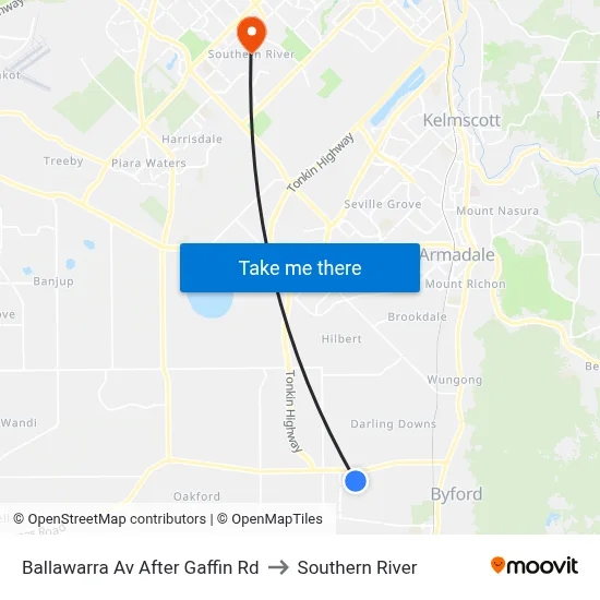 Ballawarra Av After Gaffin Rd to Southern River map