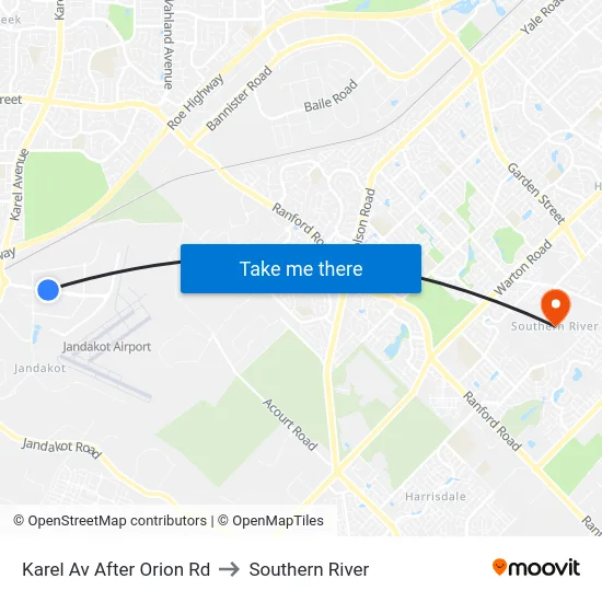 Karel Av After Orion Rd to Southern River map