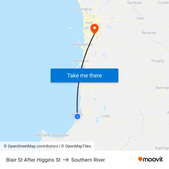 Blair St After Higgins St to Southern River map