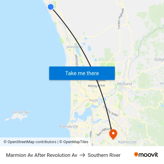 Marmion Av After Revolution Av to Southern River map