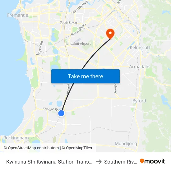 Kwinana Stn Kwinana Station Transwa to Southern River map