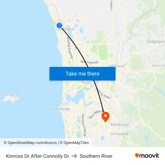 Kinross Dr After Connolly Dr to Southern River map