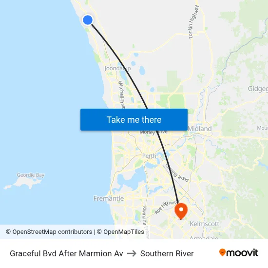 Graceful Bvd After Marmion Av to Southern River map