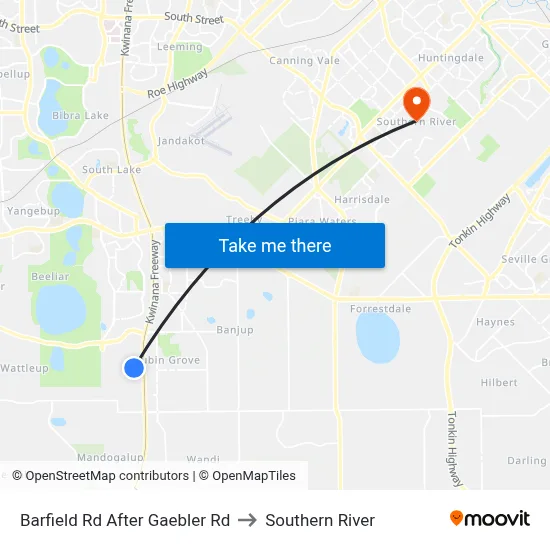 Barfield Rd After Gaebler Rd to Southern River map