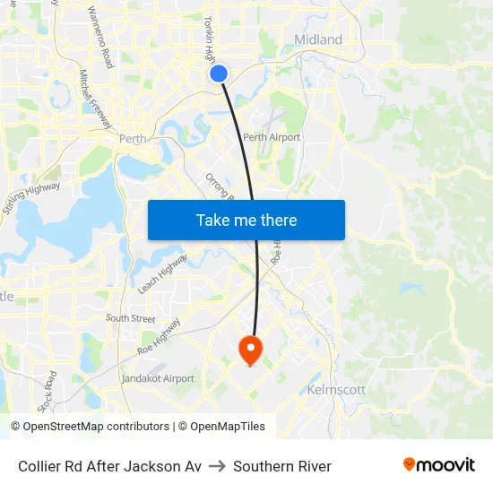 Collier Rd After Jackson Av to Southern River map