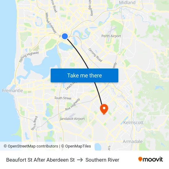 Beaufort St After Aberdeen St to Southern River map