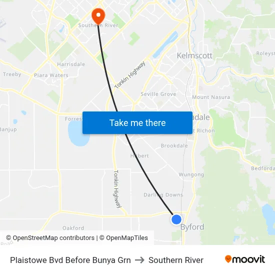Plaistowe Bvd Before Bunya Grn to Southern River map