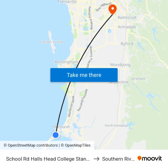 School Rd Halls Head College Stand 4 to Southern River map
