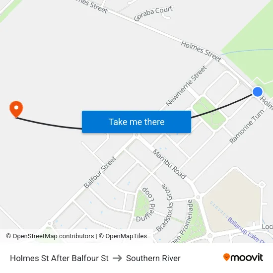 Holmes St After Balfour St to Southern River map