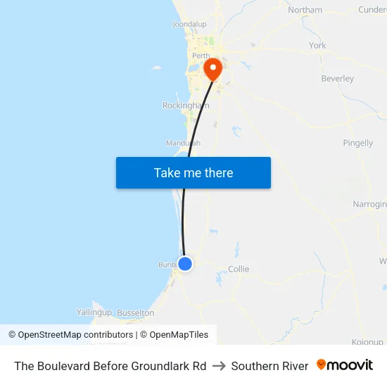 The Boulevard   Before Groundlark Rd to Southern River map