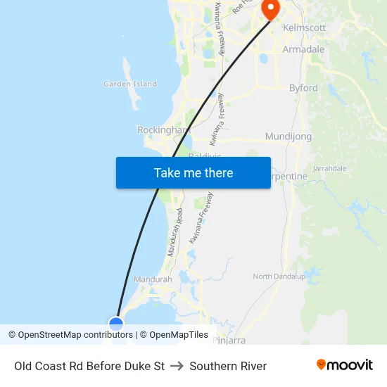 Old Coast Rd Before Duke St to Southern River map