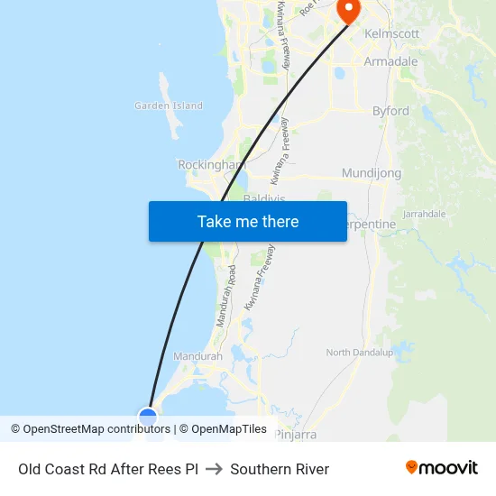 Old Coast Rd After Rees Pl to Southern River map