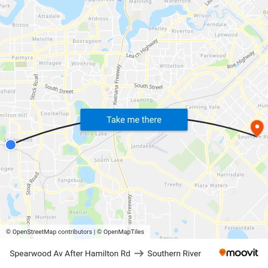 Spearwood Av After Hamilton Rd to Southern River map