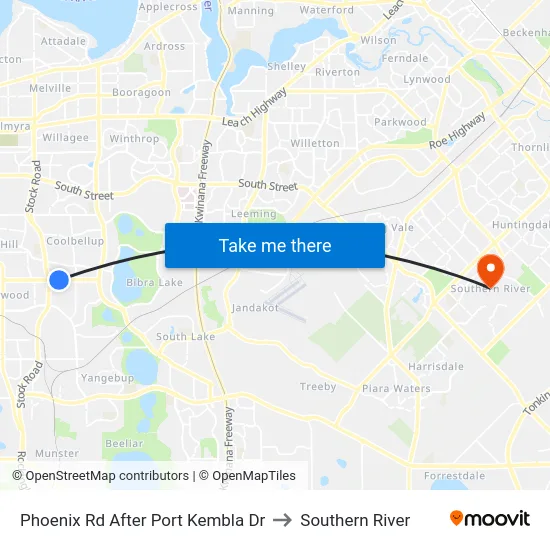 Phoenix Rd After Port Kembla Dr to Southern River map