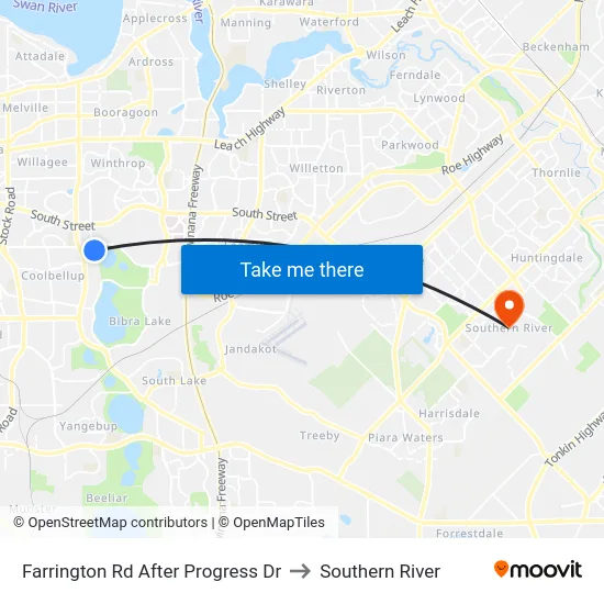 Farrington Rd After Progress  Dr to Southern River map