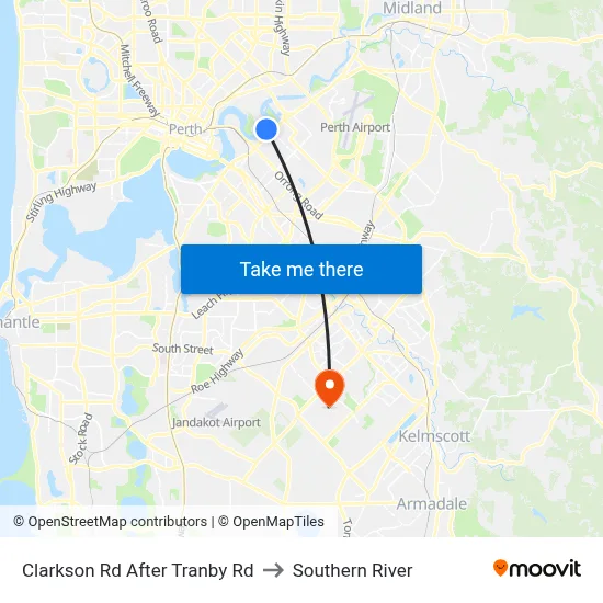 Clarkson Rd After Tranby Rd to Southern River map