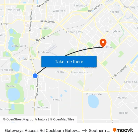 Gateways Access Rd Cockburn Gateway Shop Ctr to Southern River map