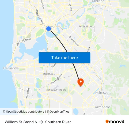 William St Stand 6 to Southern River map