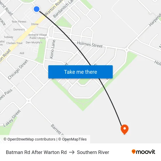 Batman Rd After Warton Rd to Southern River map
