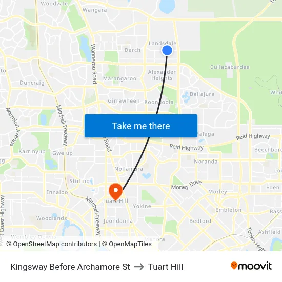 Kingsway   Before Archamore St to Tuart Hill map