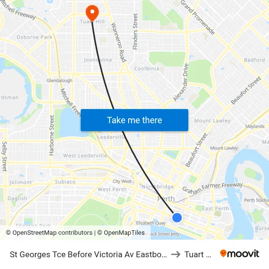 St Georges Tce Before Victoria Av Eastbound to Tuart Hill map